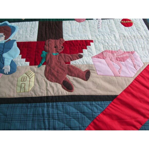 Log Cabin Christmas Tree Quilt Applique Ornaments Elves Queen Vintage 1994 GUC - Picture 8 of 16